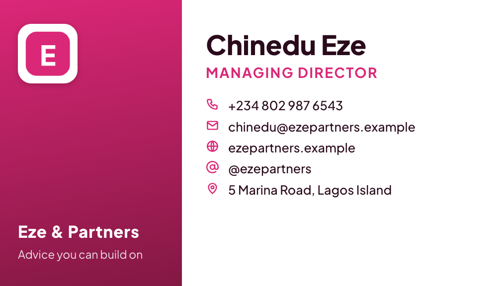 Creative business card style, front