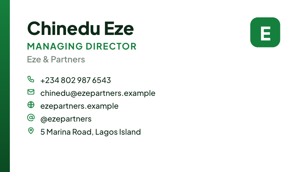 Fresh business card style, front