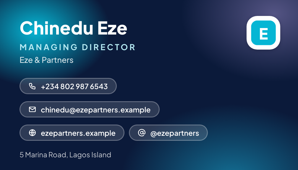 Lagoon business card style, front