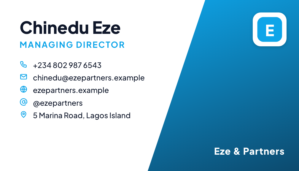 Ocean business card style, front