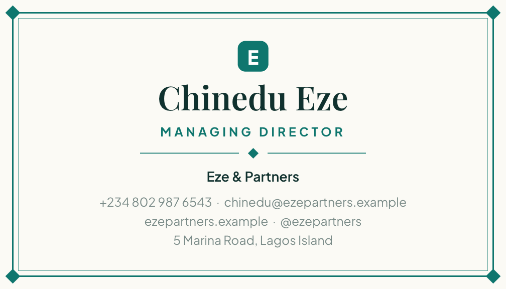 Pearl business card style, front