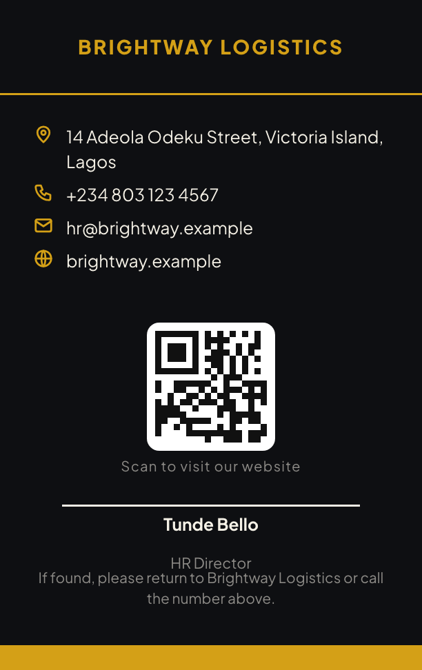 Security ID card style, back