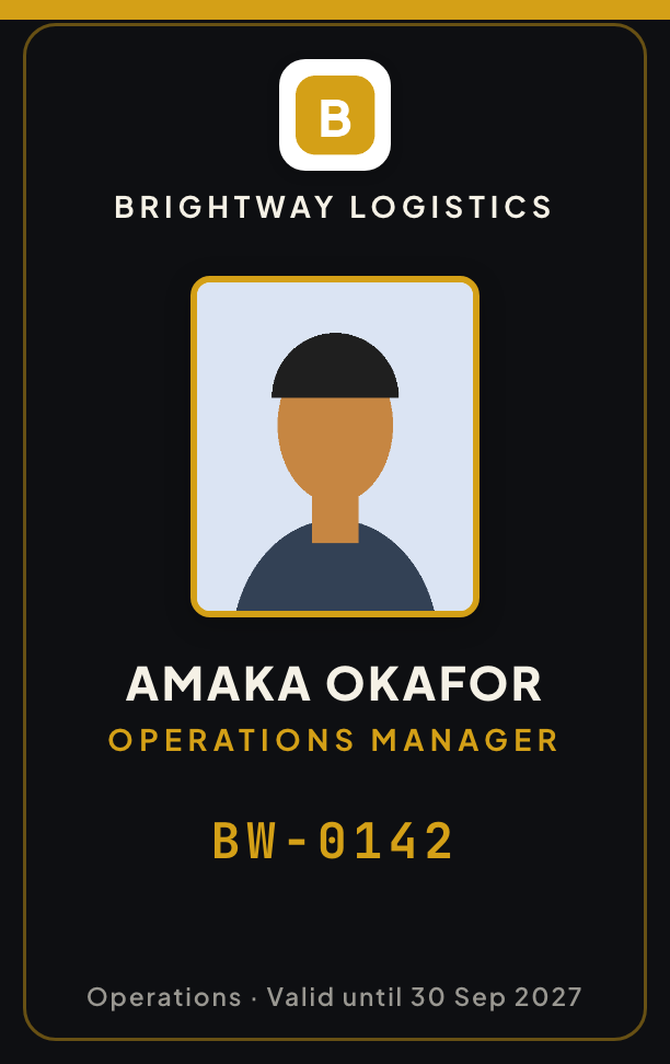 Security ID card style, front